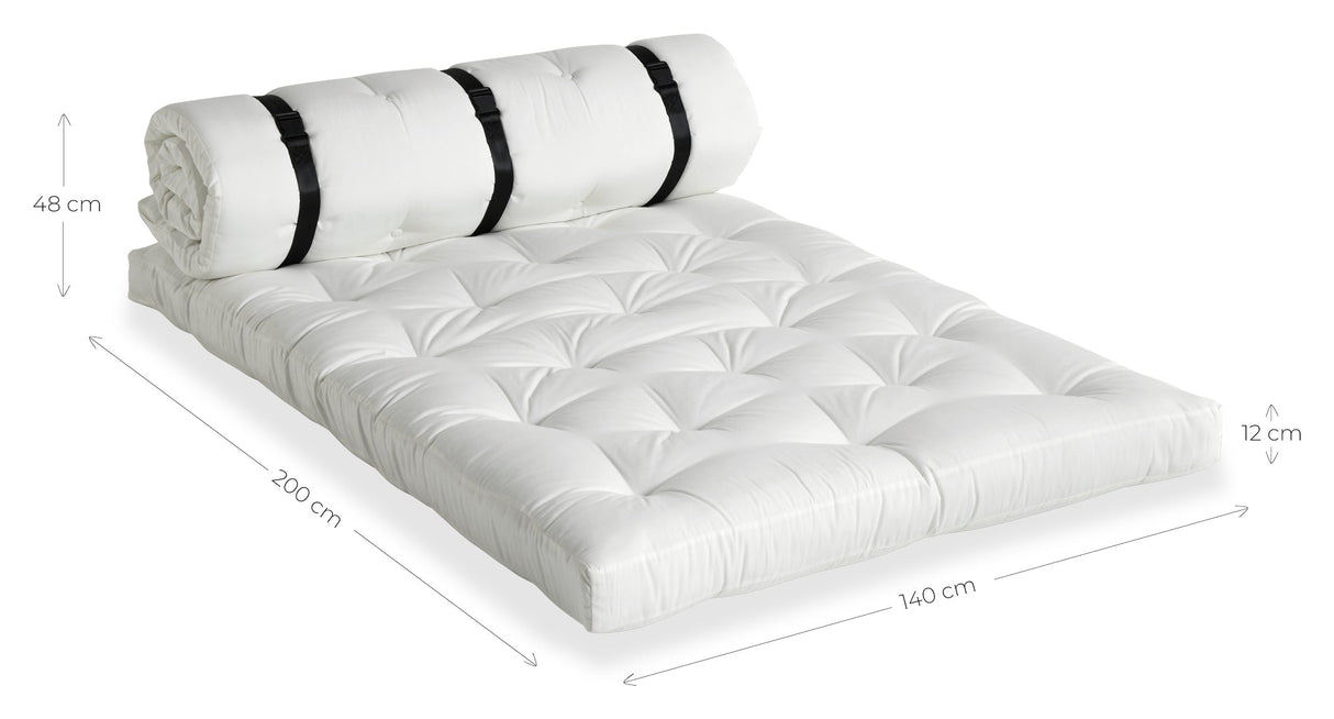 Spänne-up futon soffa, vit