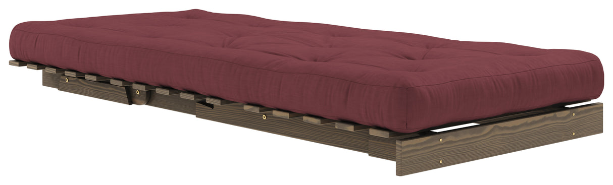 Rötter 90 bäddsoffa, brun lackerad tall, Bordeaux