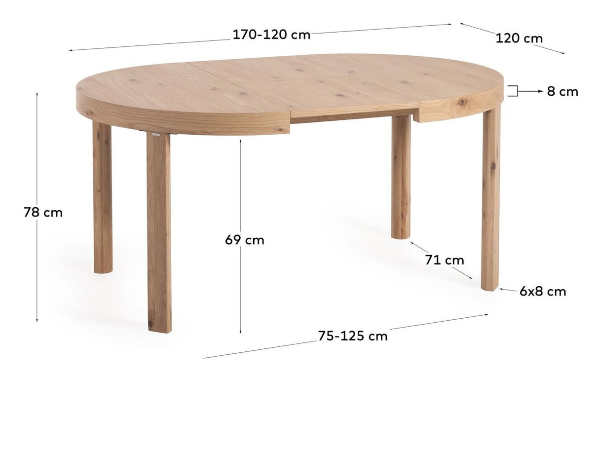 Colleen Dining Table Ø120 (170) x120 - ek