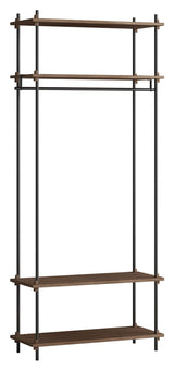 Hyllsystem w. Shackle Bar, 1 vik, 4 hyllor, H: 200, rökt ek/svart