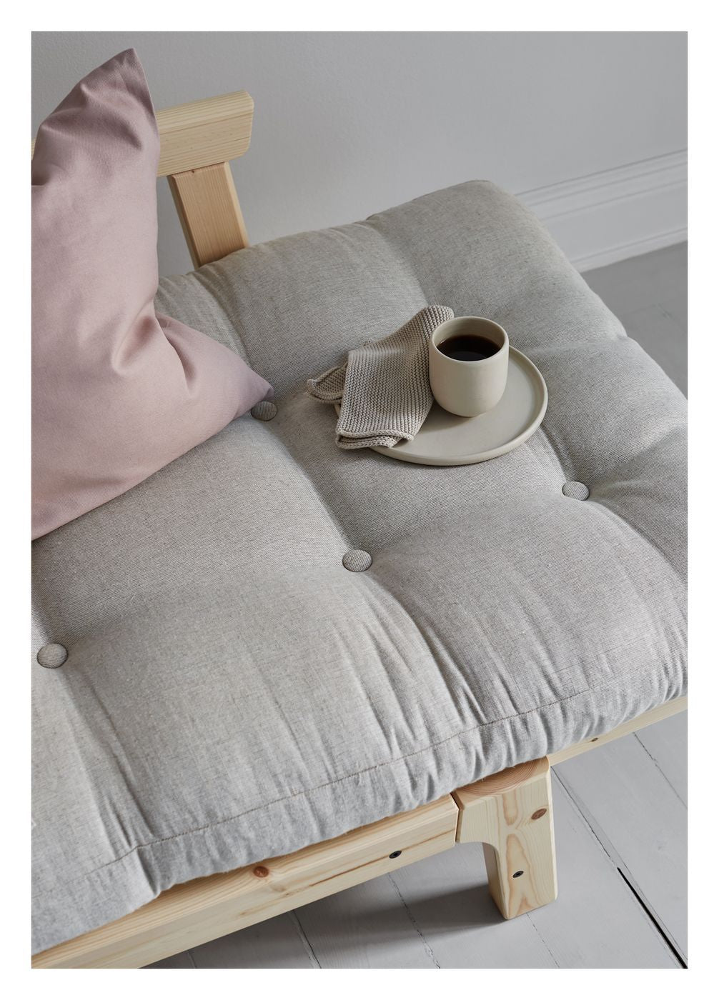 Steg bäddsoffa, beige/vit