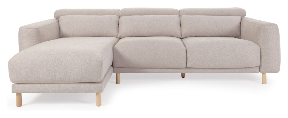 Singa 3-Pers. Soffa med vänsterläge schäslong, beige chenille