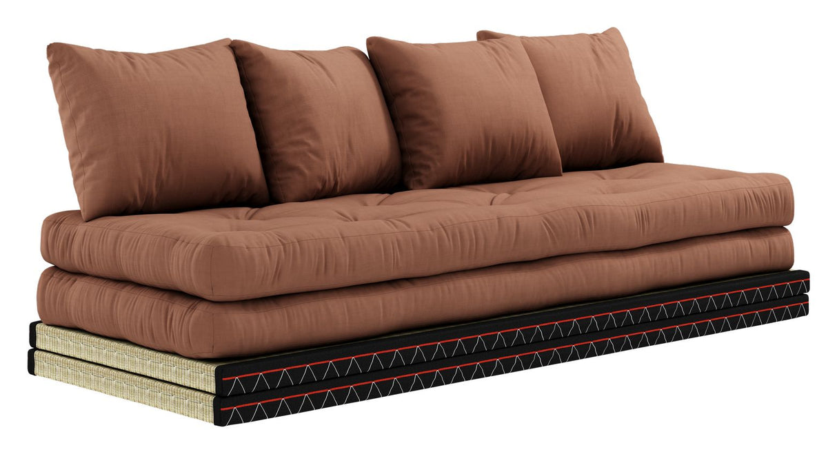 Chico futon soffa w. Tatamimattor, lerabrun