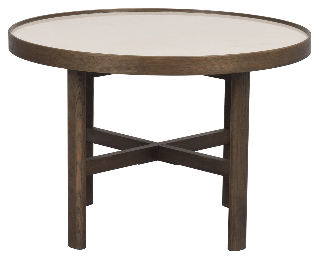 Marsden, soffbord Ø60 - Beige Ceramic/Brown Oak