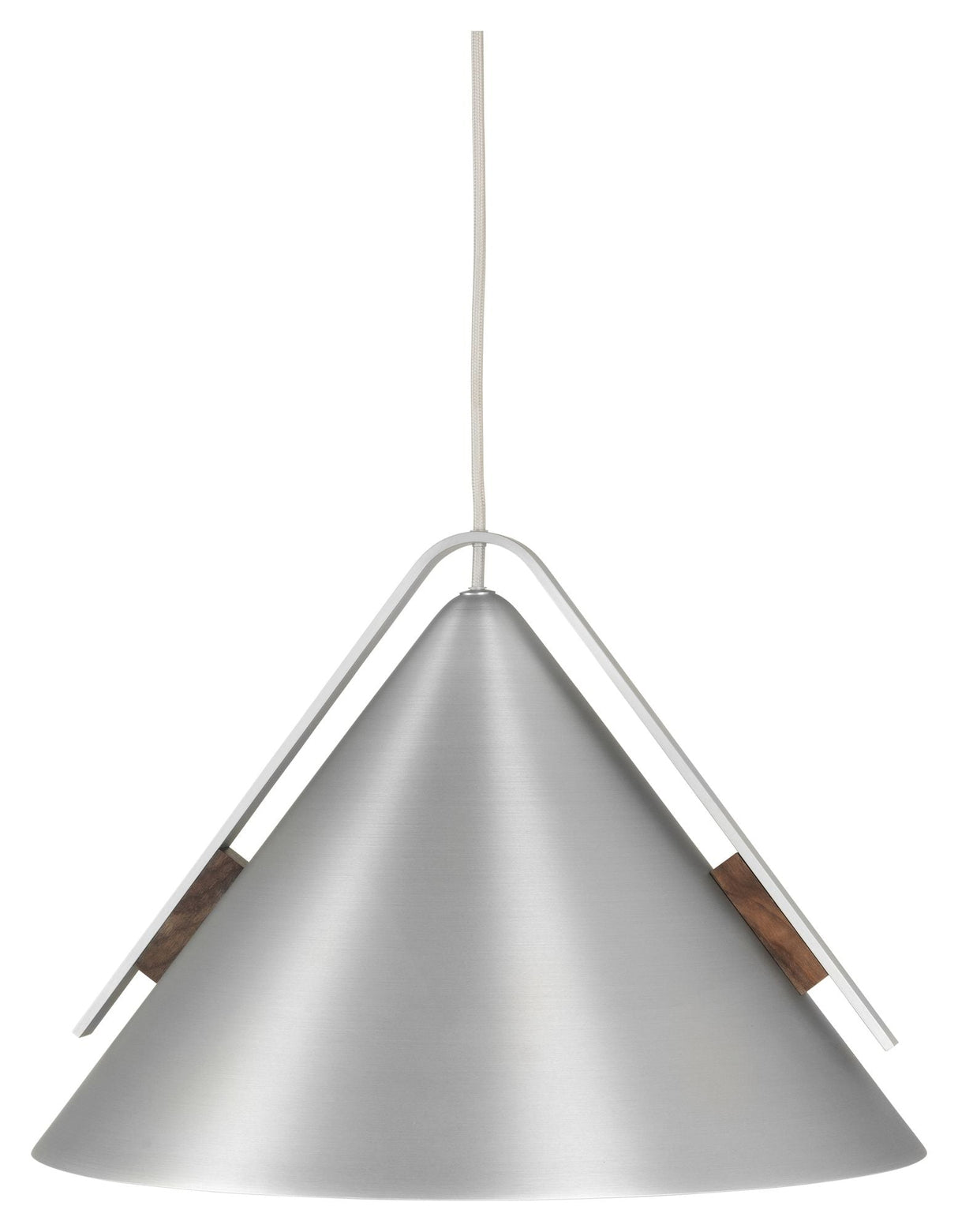 Cone Pendant LumUnire L, Brushed Aluminium/Walnut