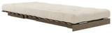 Rötter 90 bäddsoffa, brun lackerad tall, beige