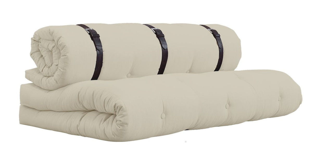 Spänne-up futon soffa, beige