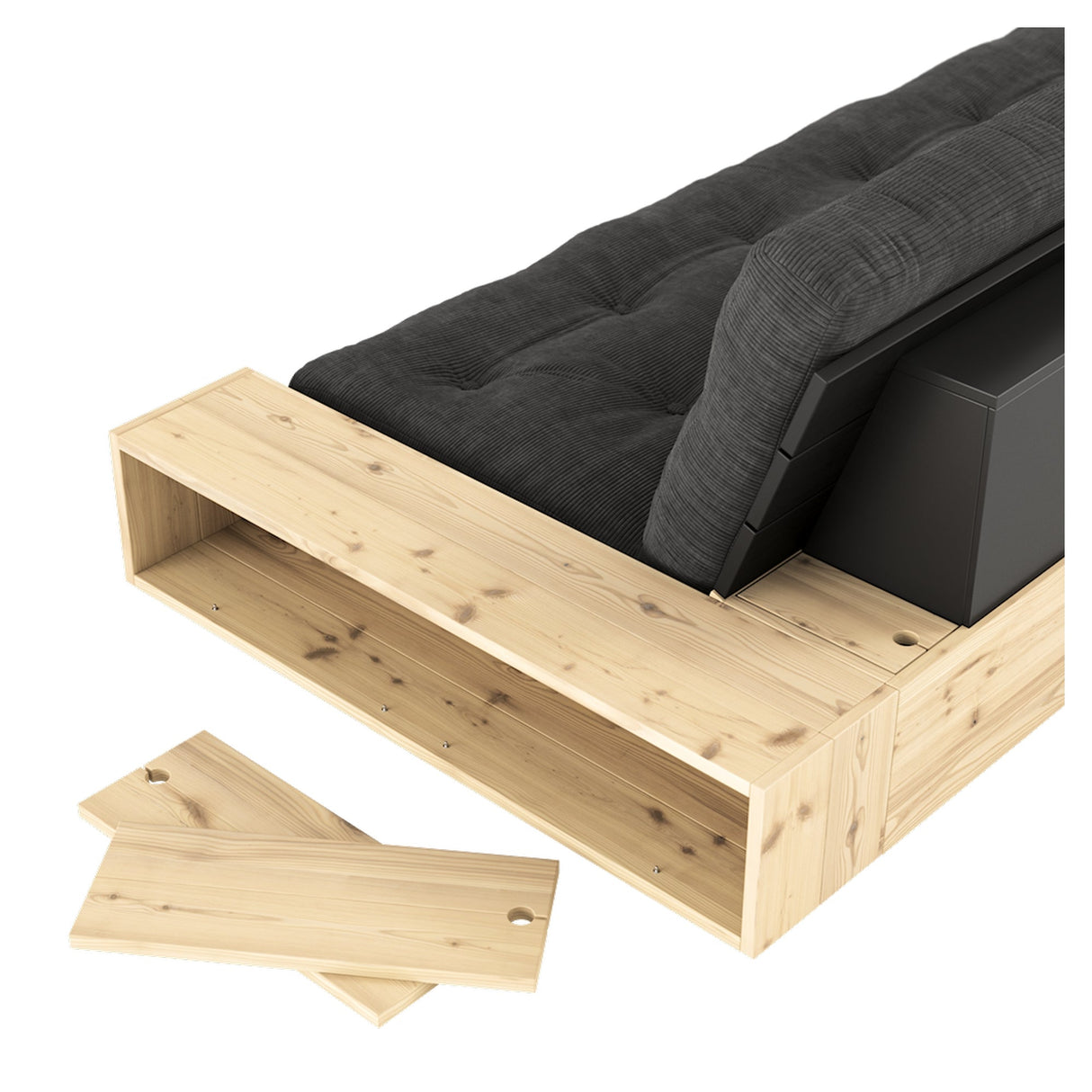 Basbäddsoffa med sidoboxar, vete beige/natur