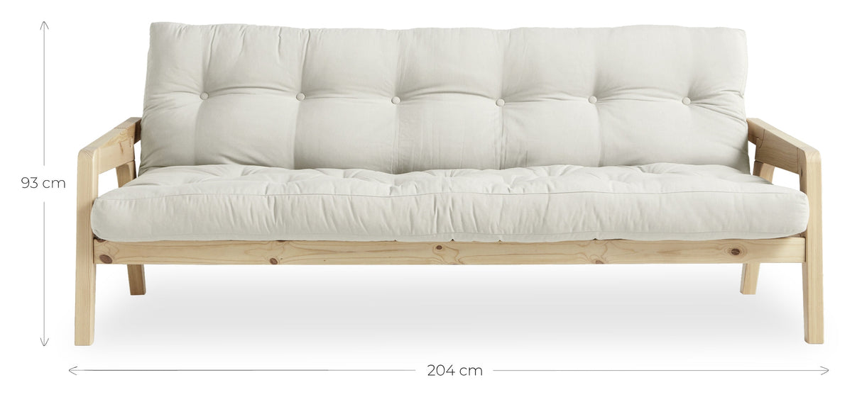 Grab Sovesofa 130x200, Fyrretret/Offwhite