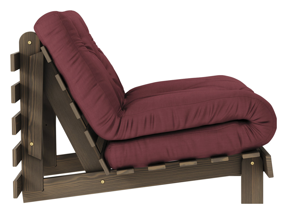 Rötter 90 bäddsoffa, brun lackerad tall, Bordeaux