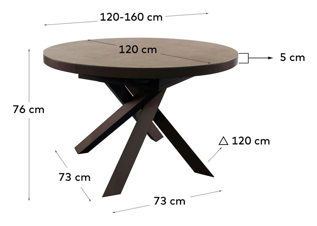 Vashti infällbart bord, brun keramik, Ø120