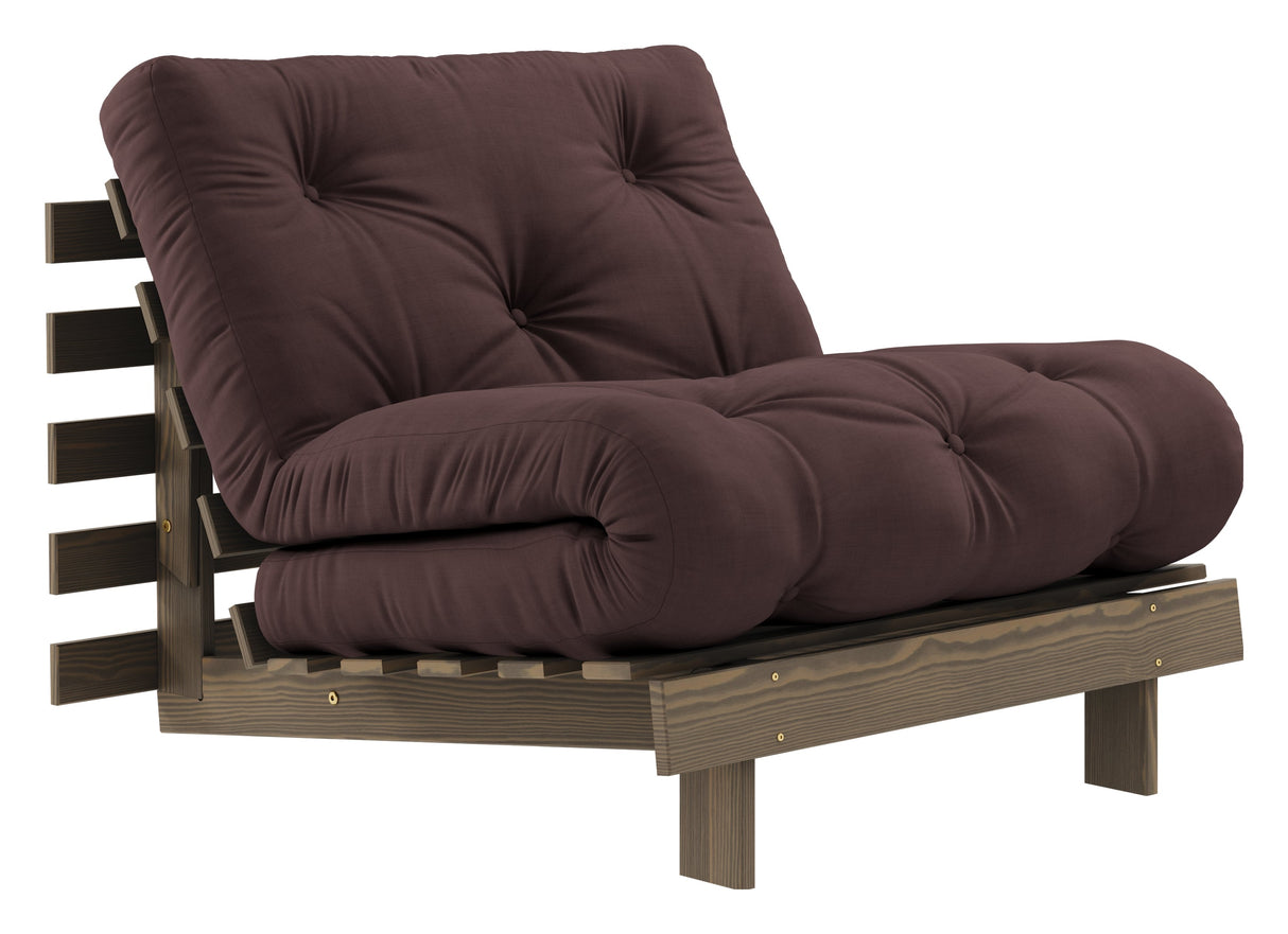 Rötter 90 bäddsoffa, brun lackerad tall, brun