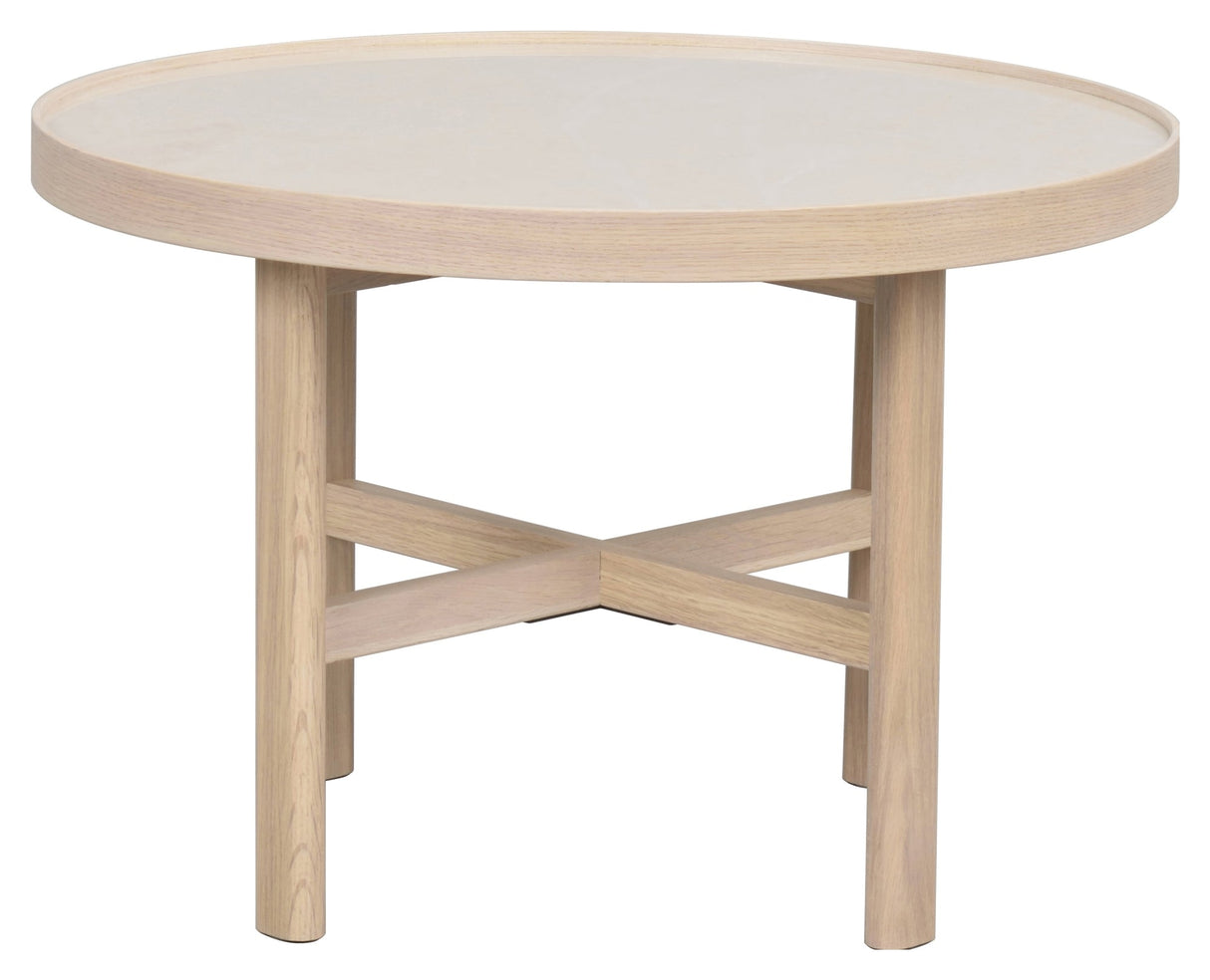 Marsden, soffbord Ø60 - beige keramik/lätt ek