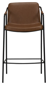 Boto Counter Chair, Vintage Light Brown Leatherette With Black Ben, SH: 67 CM