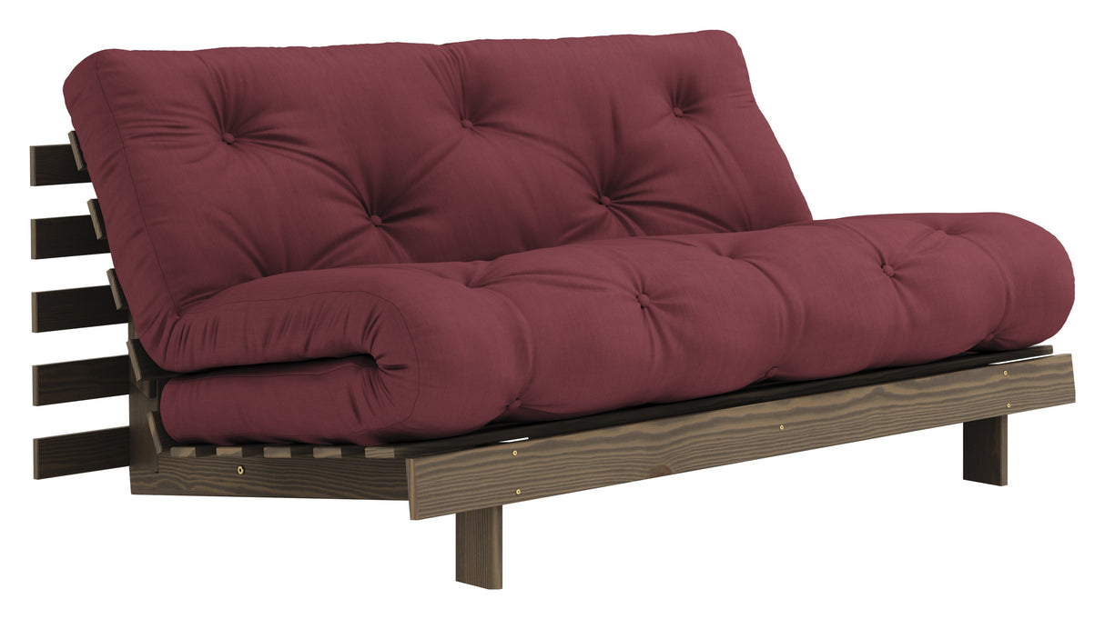 Rötter 160 bäddsoffa, brun lackerad tall, Bordeaux