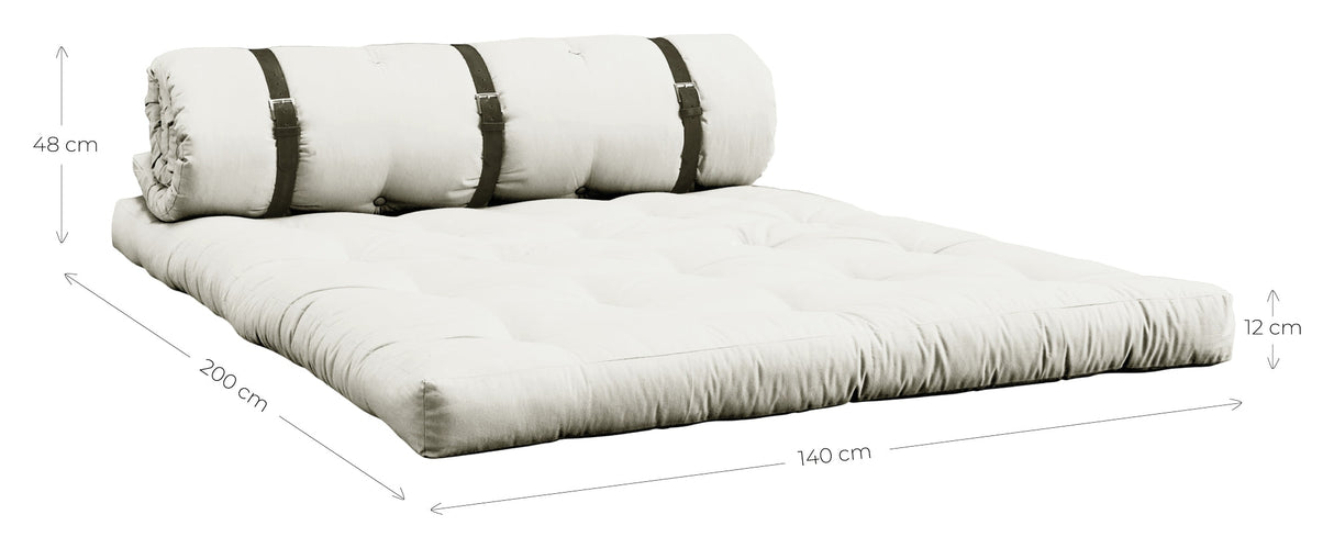 Spänne-up futon soffa, vete beige