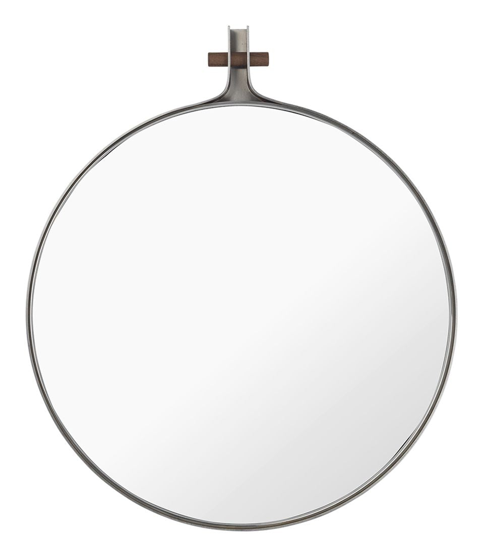 Dowel Mirror, Ø35, rostfritt stål/valnöt