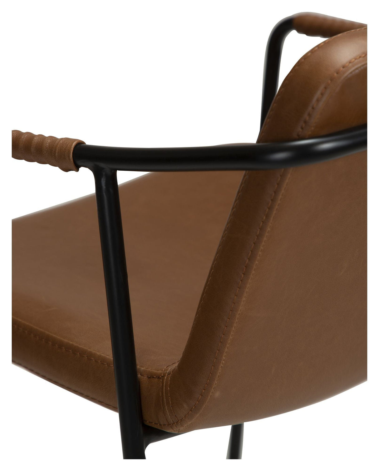 Boto Counter Chair, Vintage Light Brown Leatherette With Black Ben, SH: 67 CM