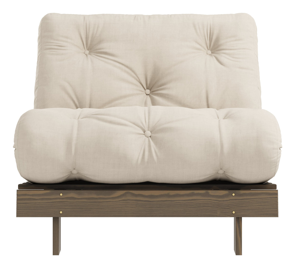 Rötter 90 bäddsoffa, brun lackerad tall, beige