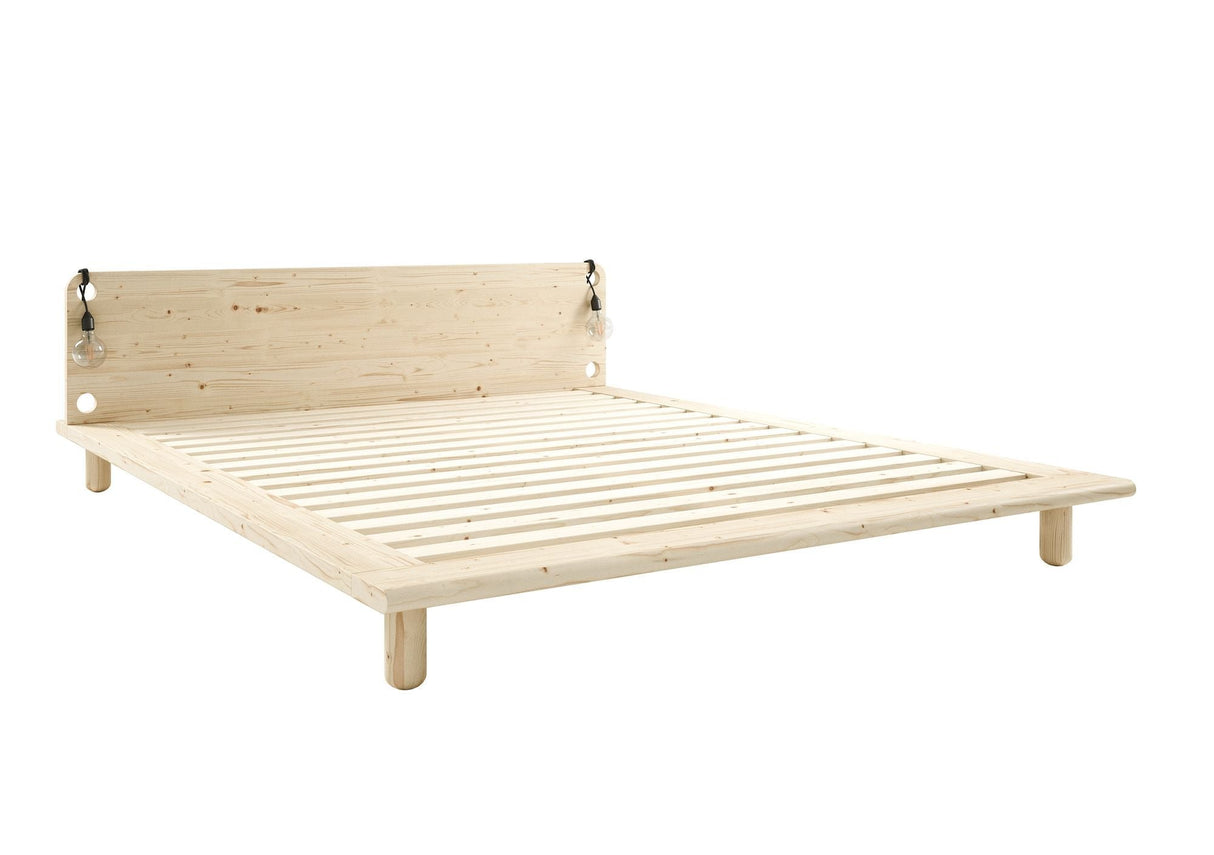 Peek Bed Frame w/lampor, lätt trä, 200x140