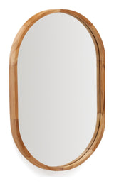 Magda Mirror, Solid Teak, Ø40x60