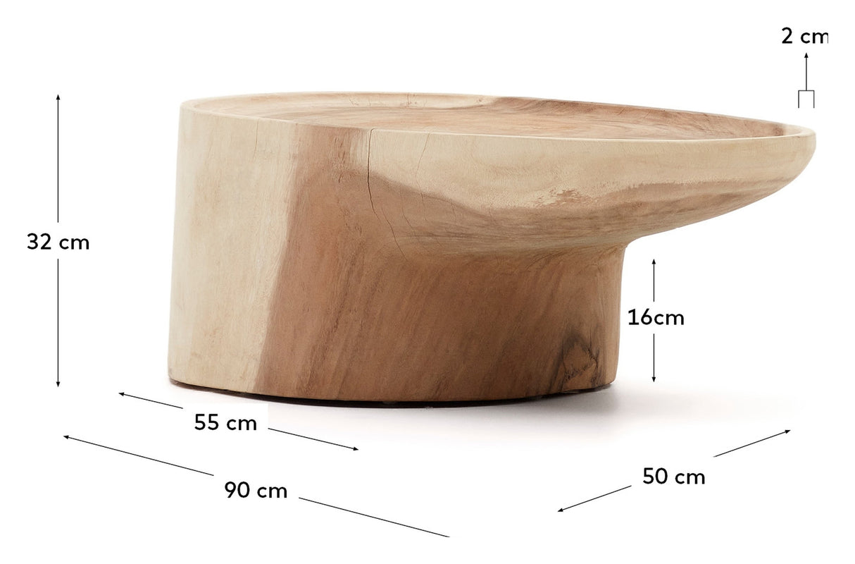 Mosi soffbord med stativ, fast Mungur -trä, Ø90x50