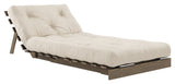 Rötter 90 bäddsoffa, brun lackerad tall, beige