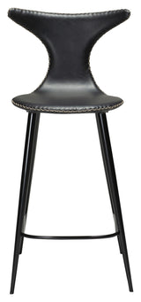 Dolphin Barstool SH: 67 cm, vintage svart läder/runda svarta ben