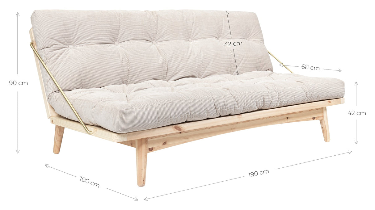 Folkbäddsoffa, tall/beige