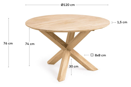 Teresinha Round Garden Table, Solid Teak, Ø120