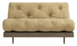 Rötter 140 bäddsoffa, brun lackerad tall, vete beige