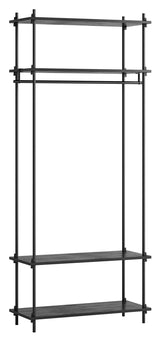 Hyllsystem w. bar, 1 vik, 4 hyllor, h: 200, svart/svart