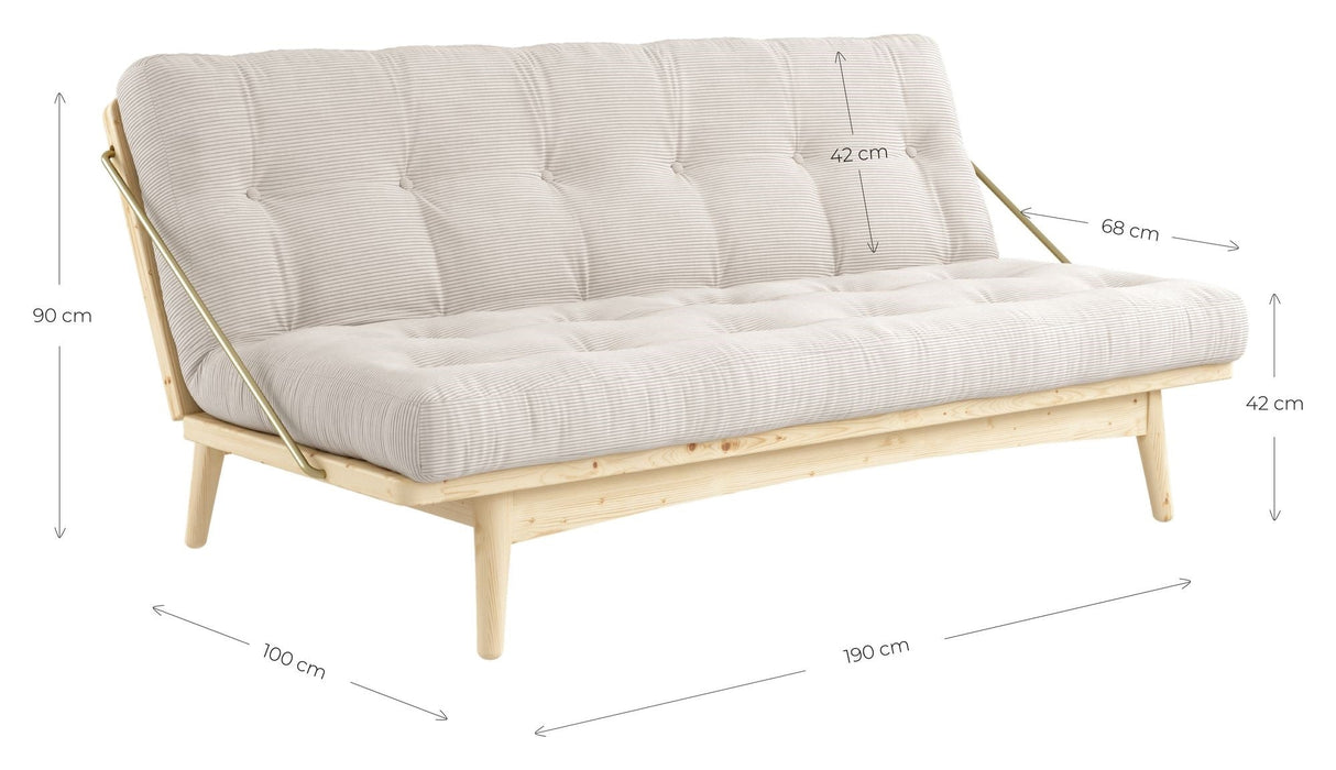 Folkbäddsoffa, tall/beige