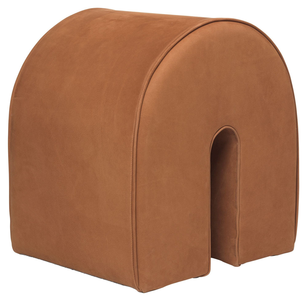 Krökt pouf, cognac läder