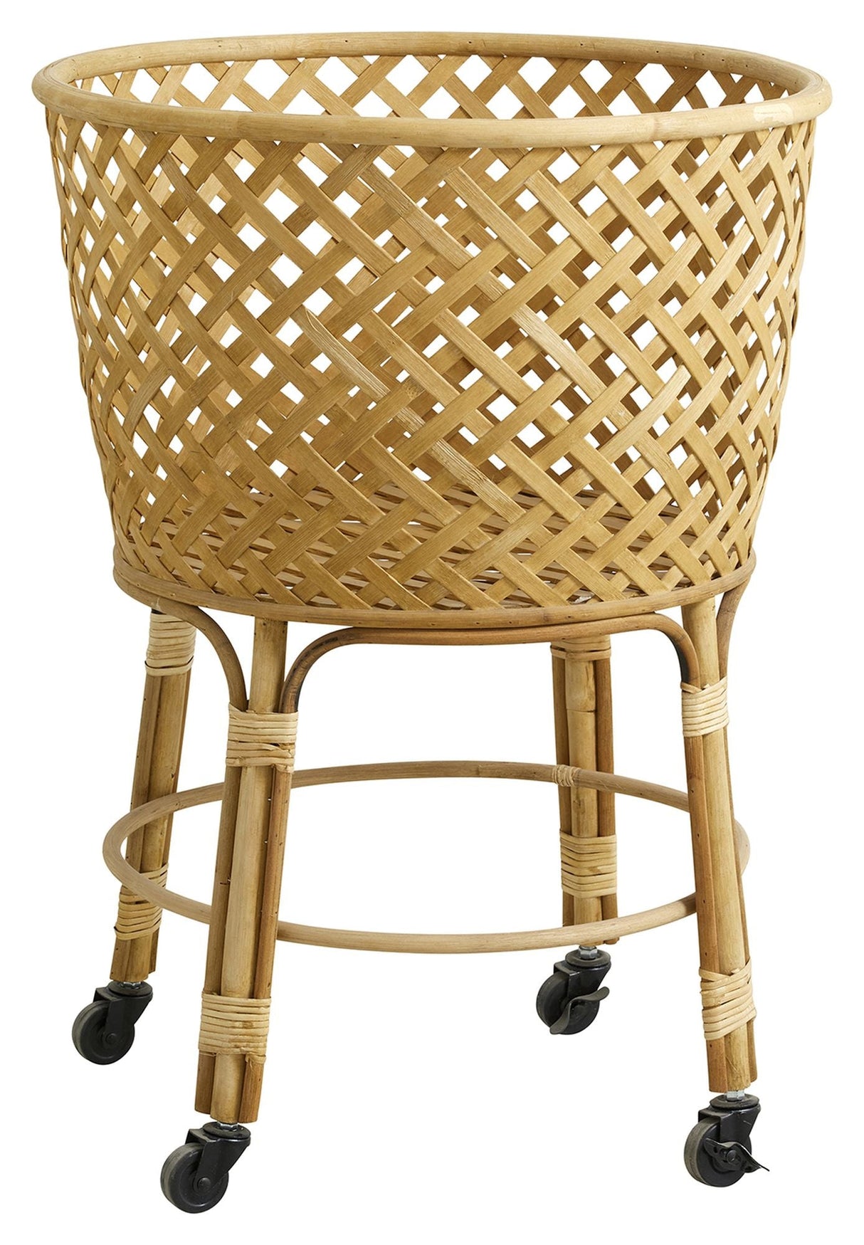 Nordal Arvi Basket W/Wheels - Bambu/Rattan, Ø57,5