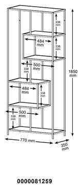 Seaford Assymetric Shelf Black, w. 4 hyllor