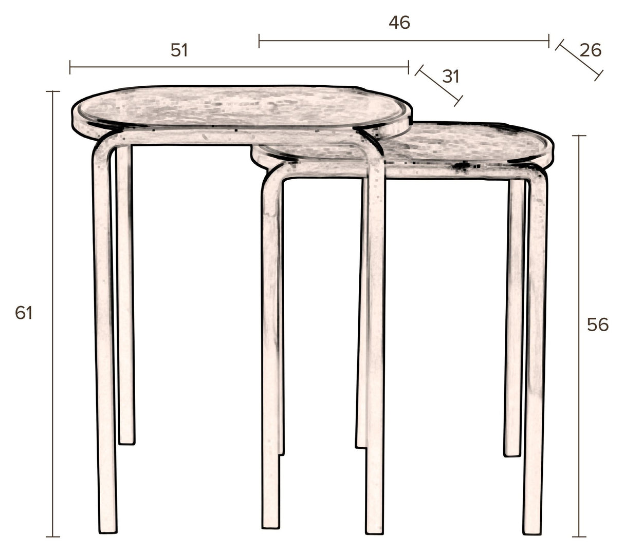 Dutchbone Bandhu -bord - mässing/glas