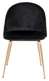 Geneve Dining Chair, Black Velor/Brass