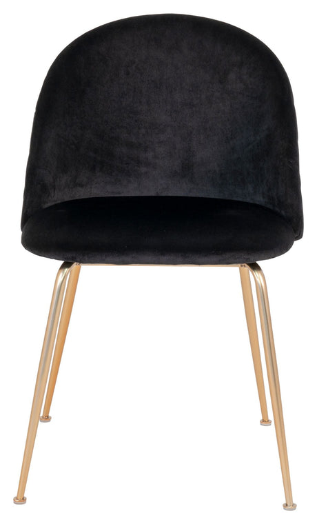 Geneve Dining Chair, Black Velor/Brass