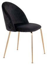 Geneve Dining Chair, Black Velor/Brass