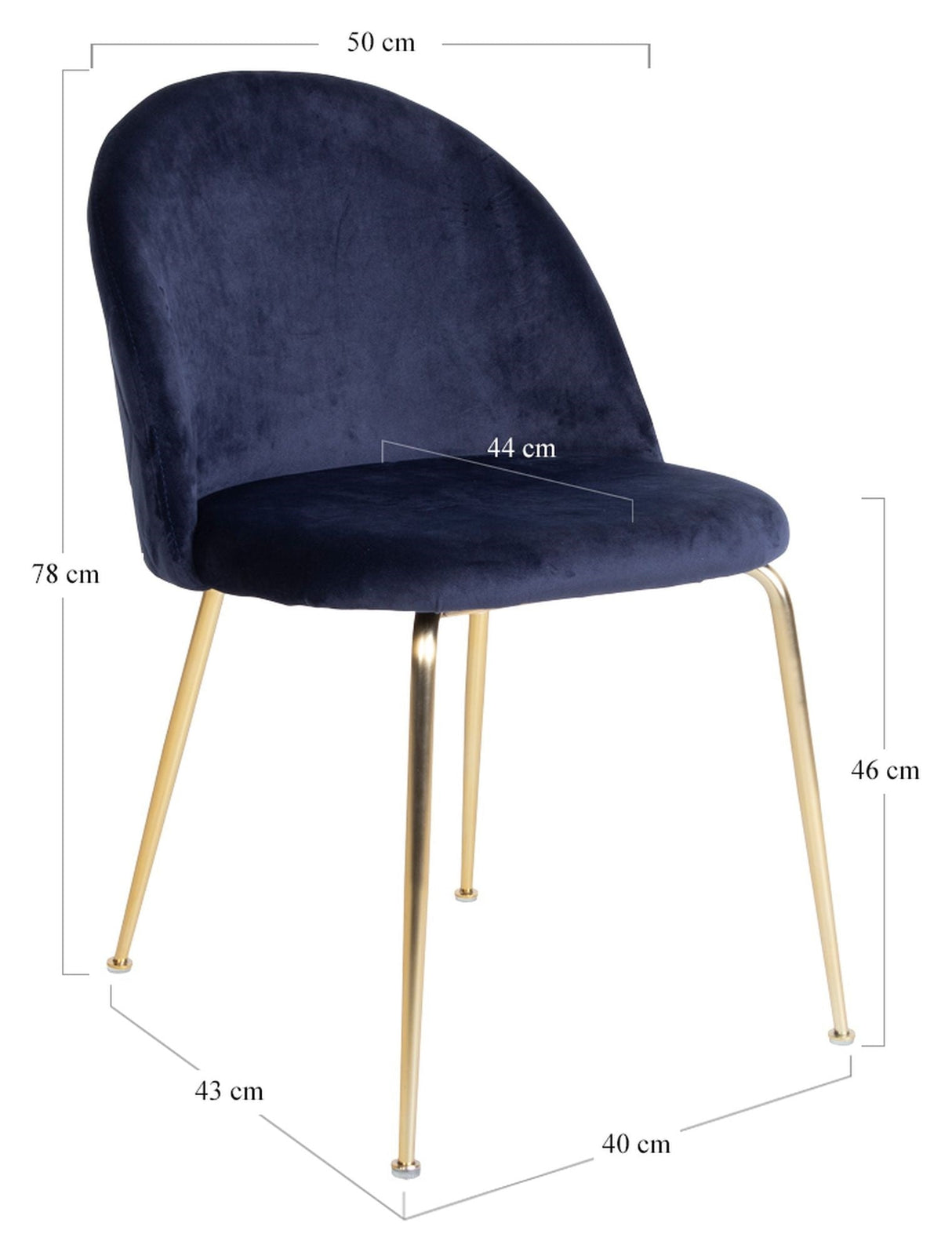 Geneve Dining Chair, Black Velor/Brass