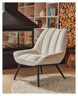 Marline Lounge Chair, White Lambskin Look/Black Metal