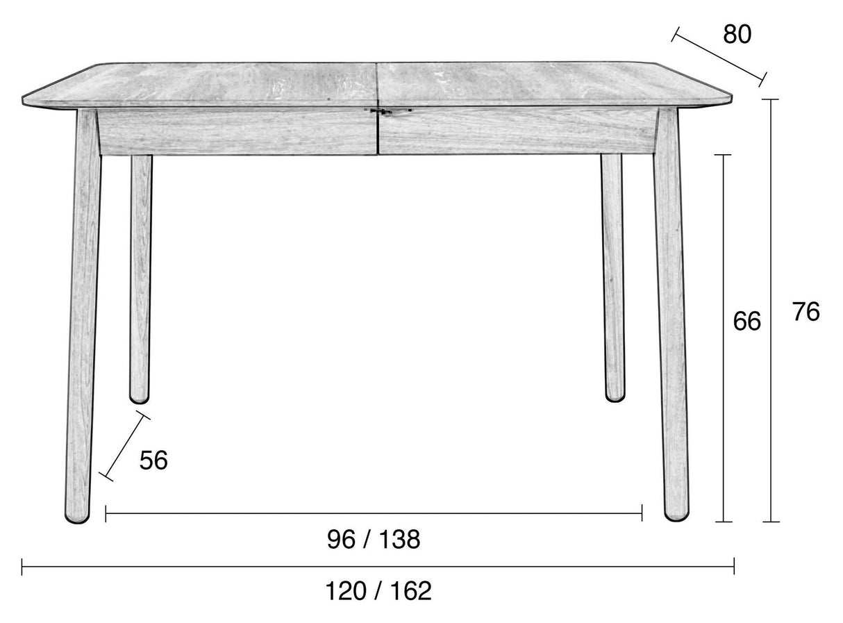 Zuiver Glimps matbord - Walnut, 120/162x80