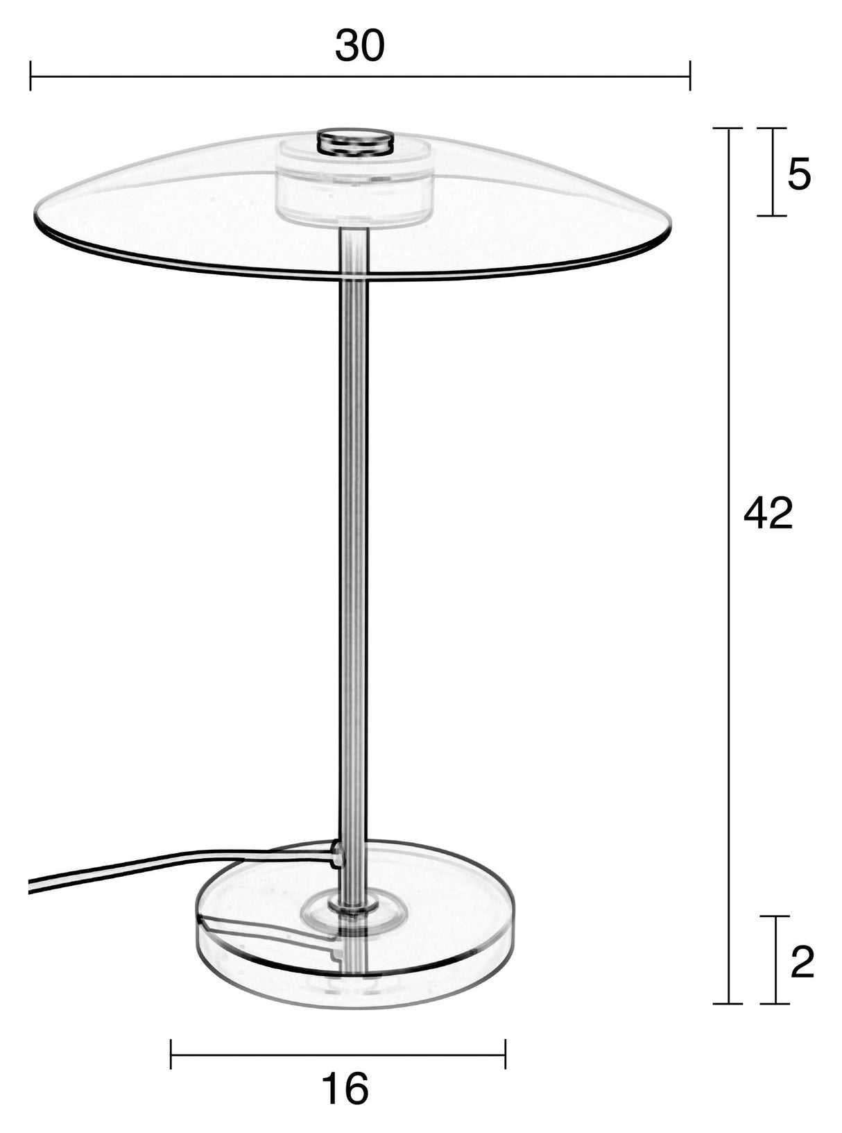 Zuiver float bordslampa - rökglas