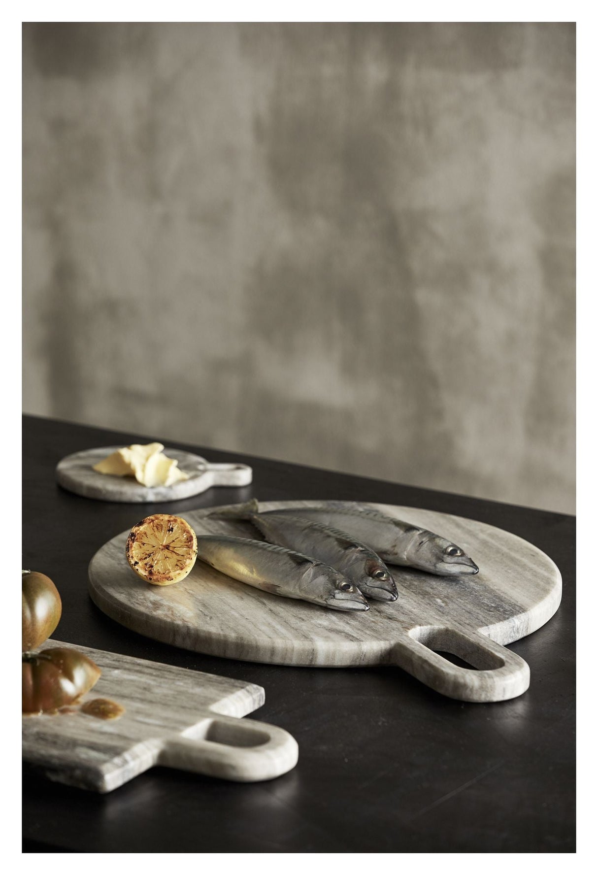 Nordal Pasilla Cutting Board, Ø40, White Marble