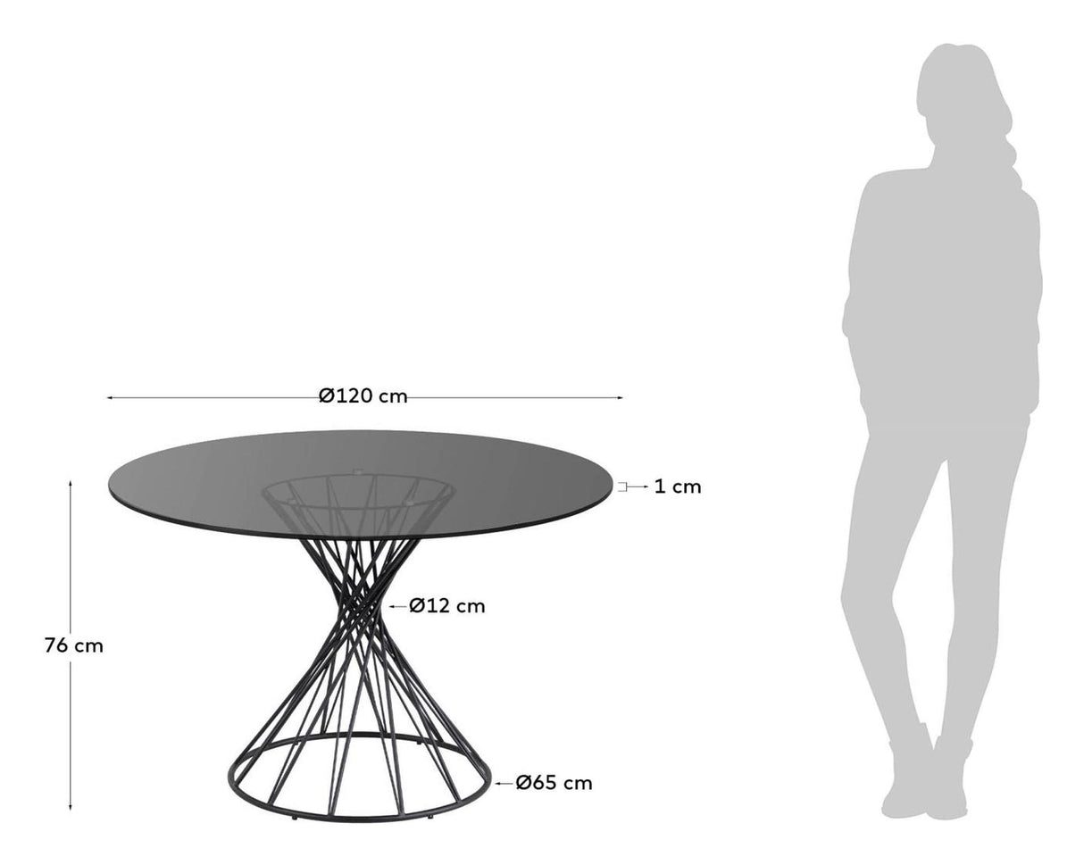 Niut matbord Ø120, svart glas