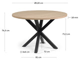 Argo full matbord Ø119, Nature Melamine Top/Black Ben