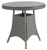 Hornbrook Garden Table With Glass, Ø80, Grey Wicker