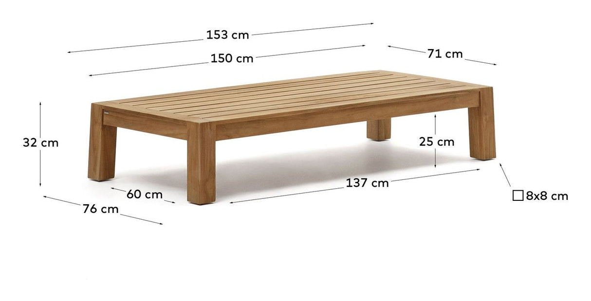 Forcanera soffbord, fast teak, 150x71