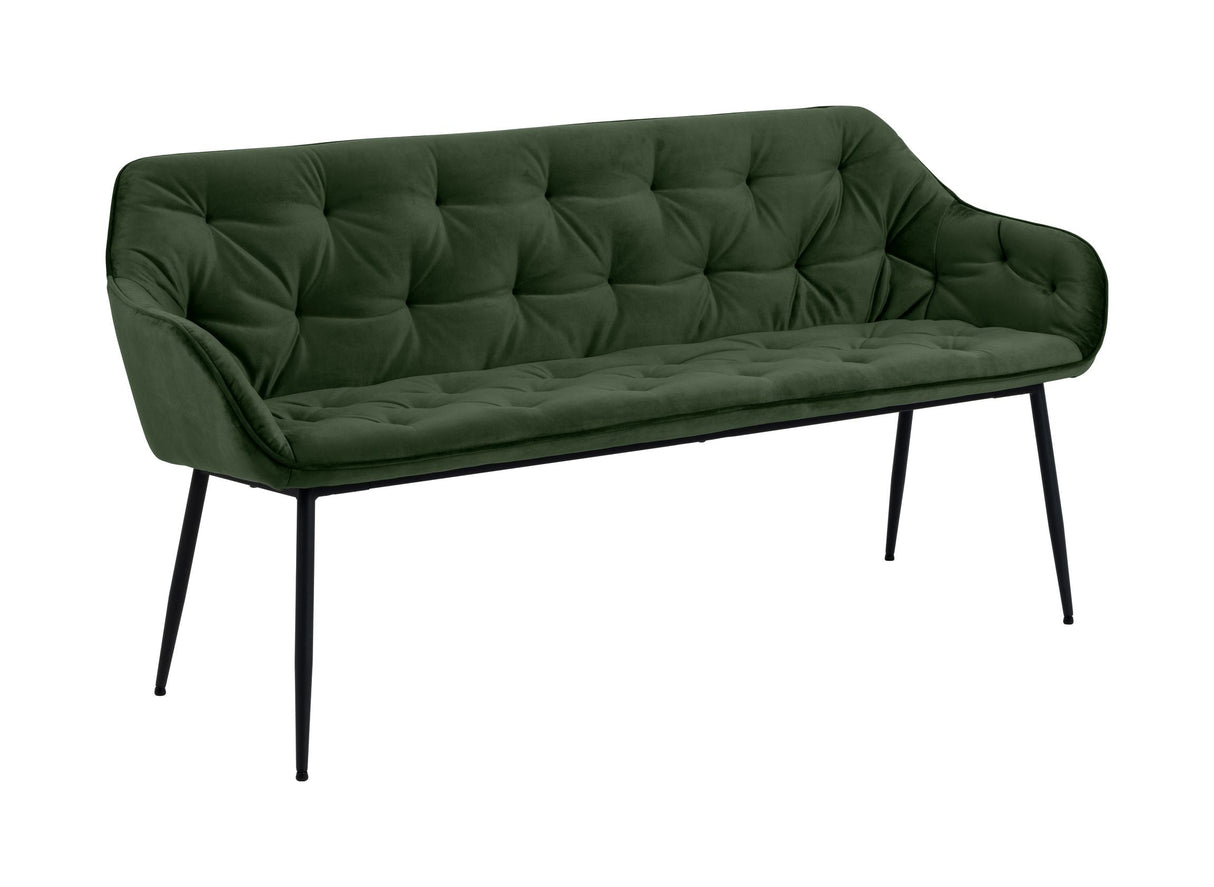 Brooke Dining Bench, Green Velvet